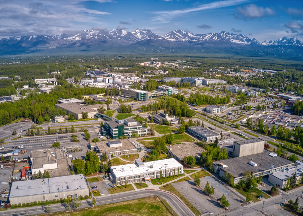 Aerial view of the Main Campus of the State University in Anchorage, Alaska