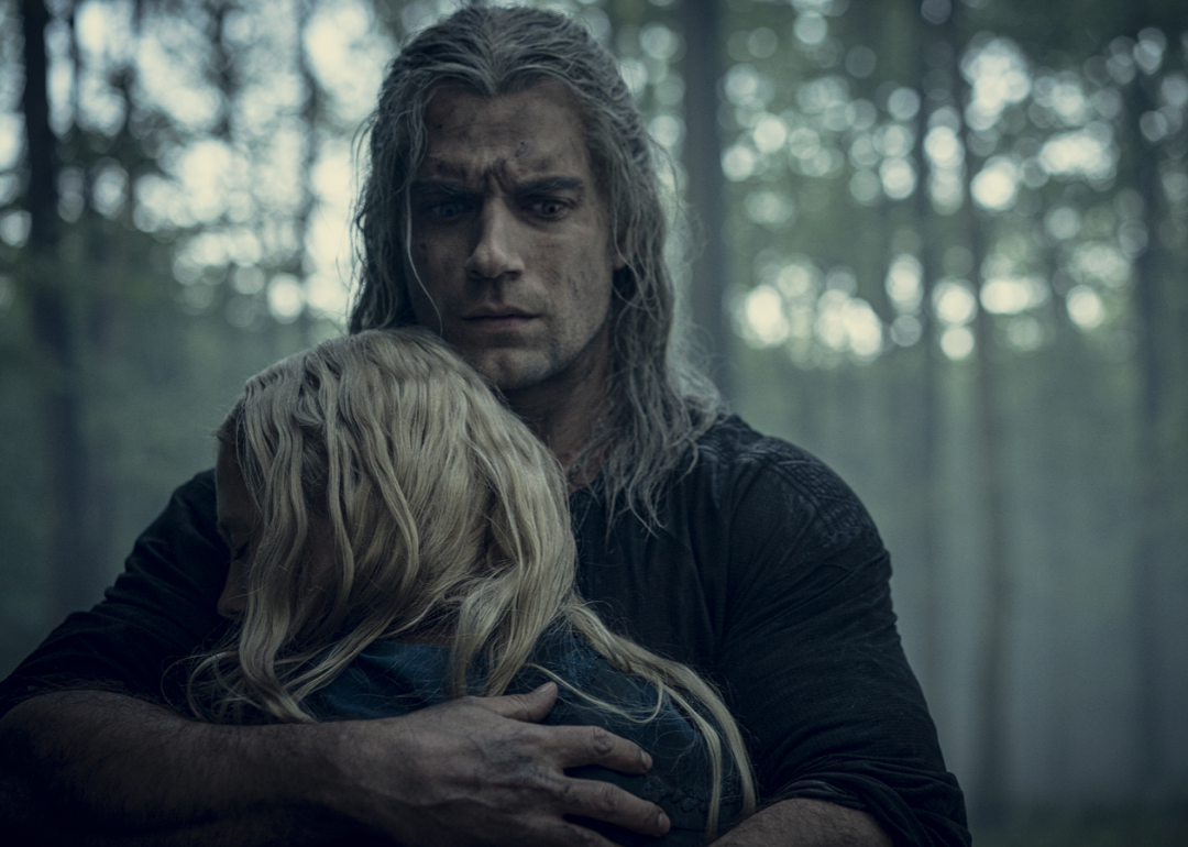 Henry Cavill and Freya Allan in a scene from ‘The Witcher’