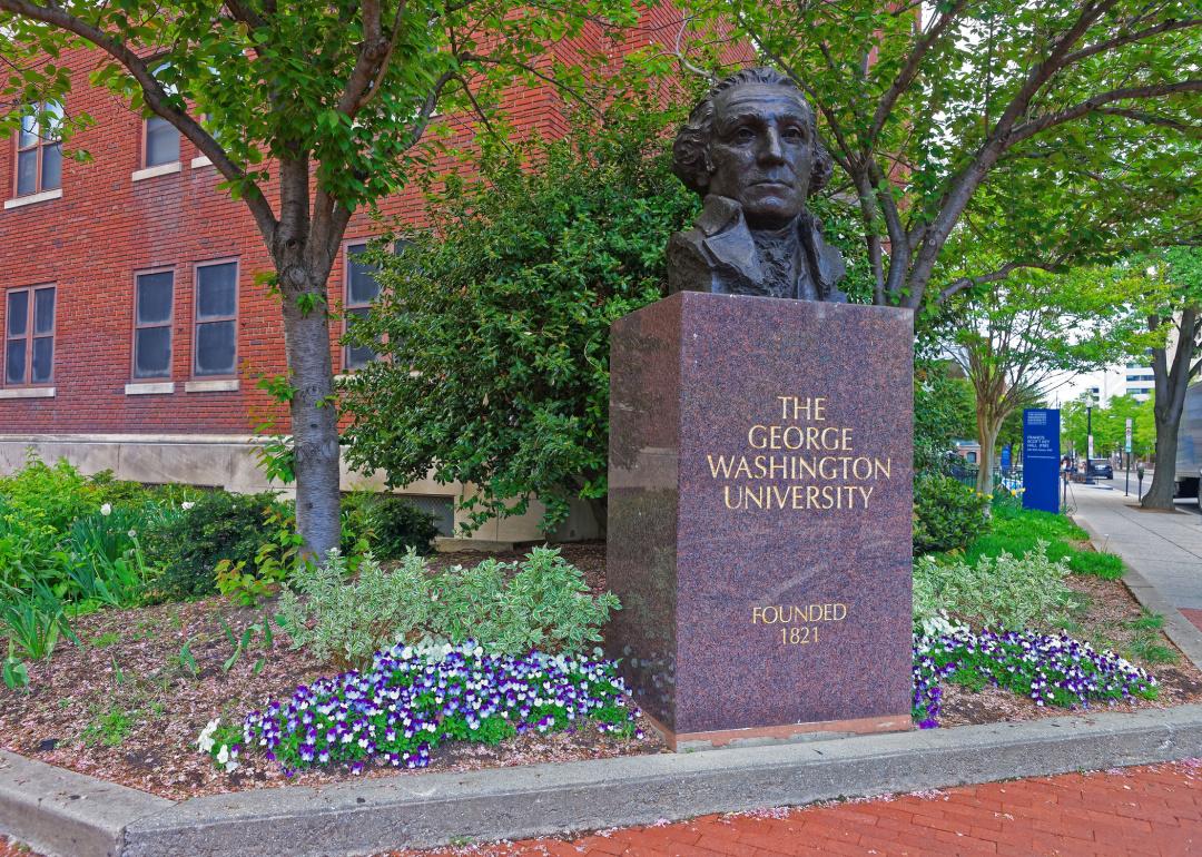 Statue of George Washington on campus.