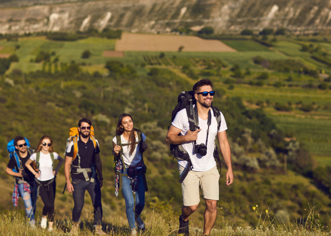 Tour guide leading hike