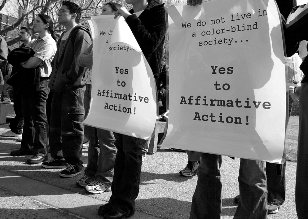 Students at rally to defend affirmative action.