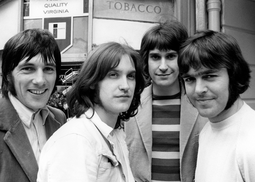 Mick Avory, Dave Davies, Ray Davies and John Dalton pose for a portrait.