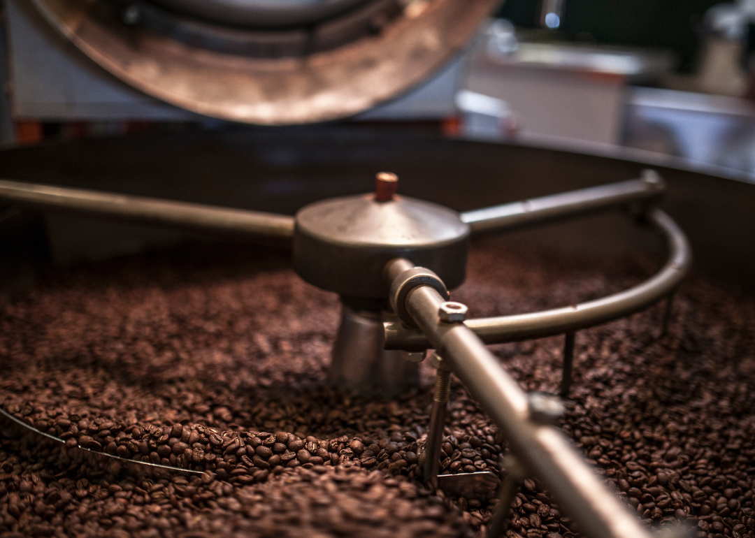 Close up roasting process.