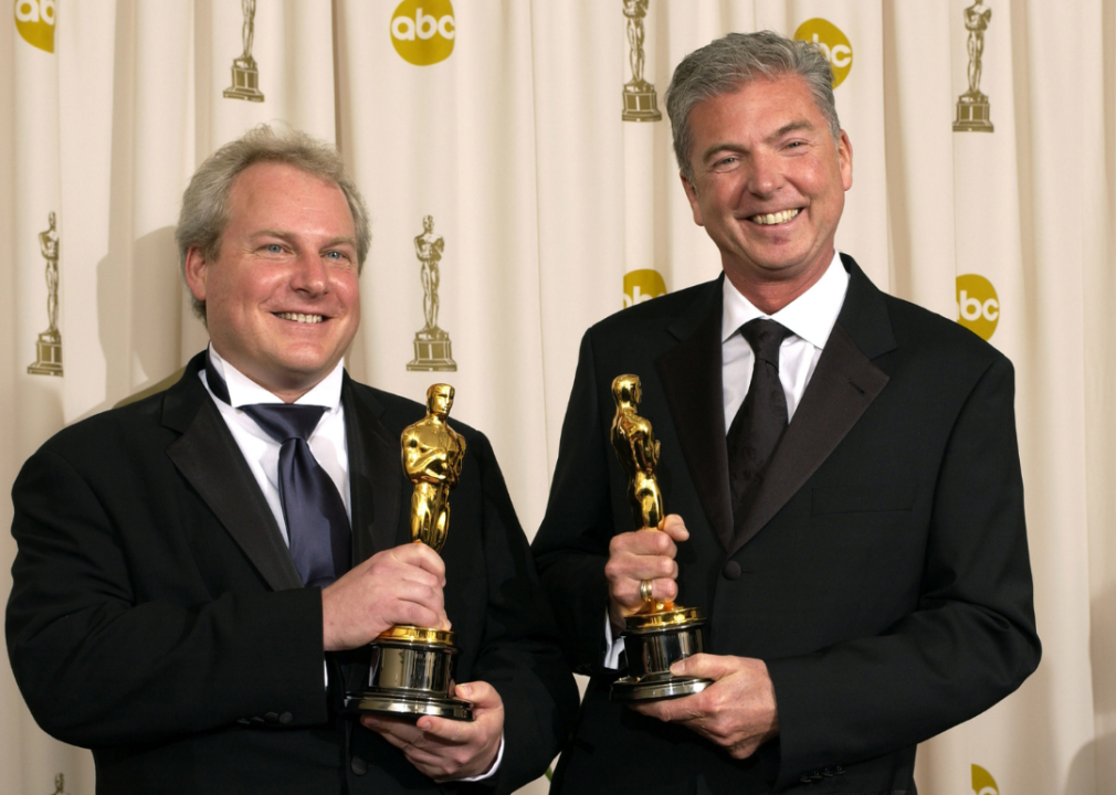 John Myhre and Gord Sim pose with their Oscars.