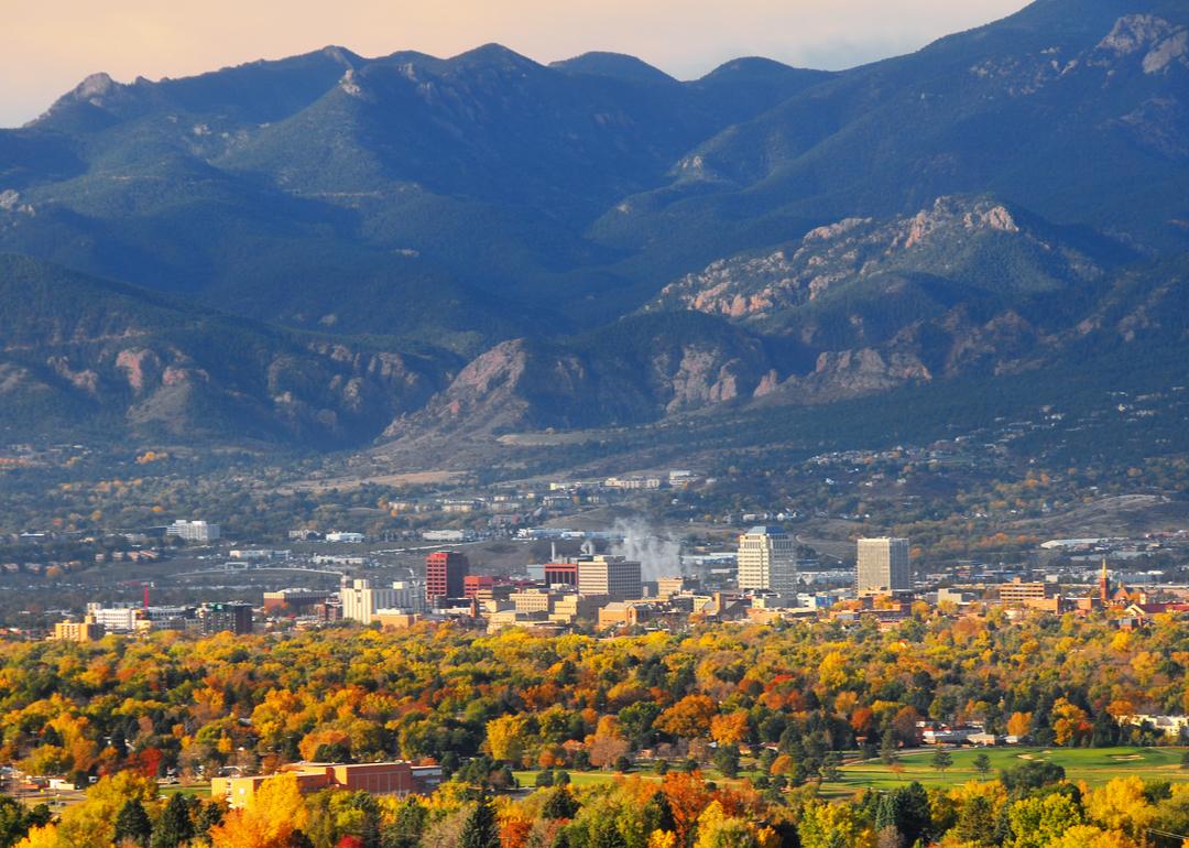 Colorado Springs cityscape in autumn.