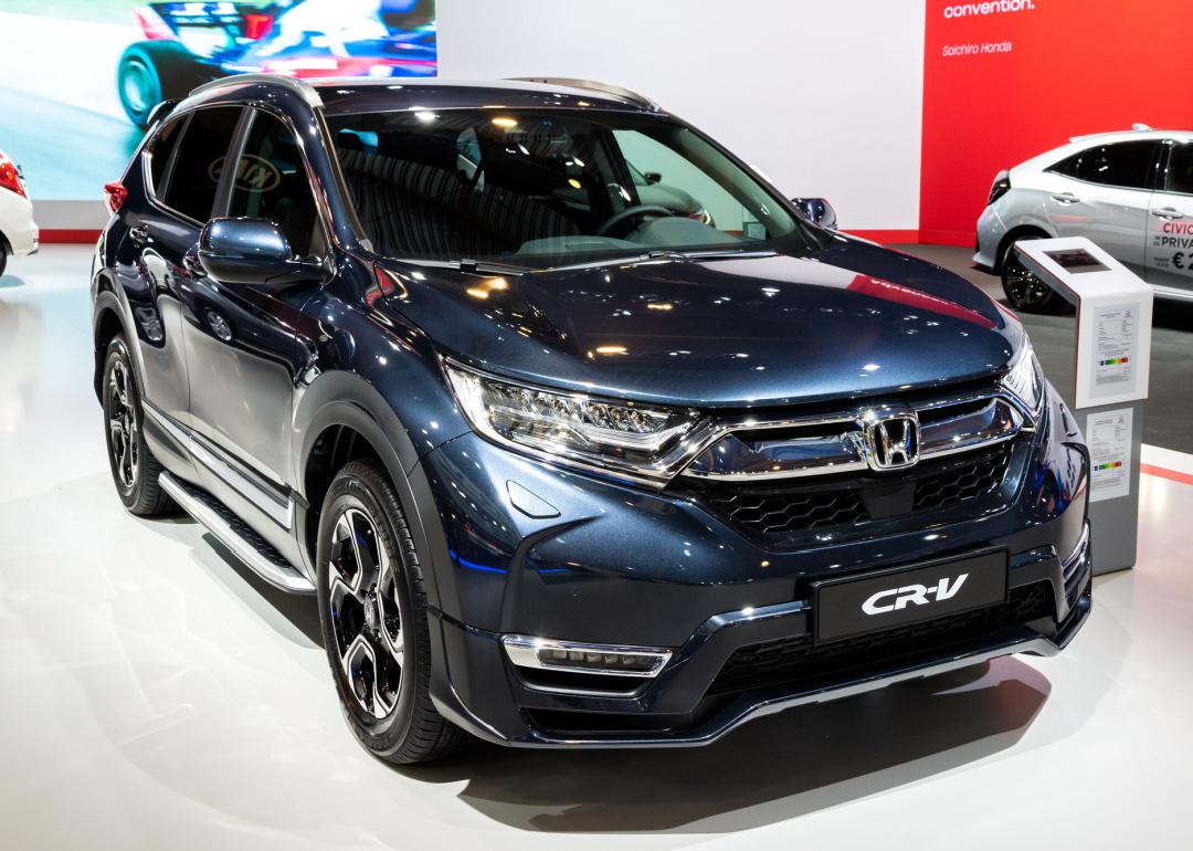 Dark Blue Honda CR-V on display at auto show