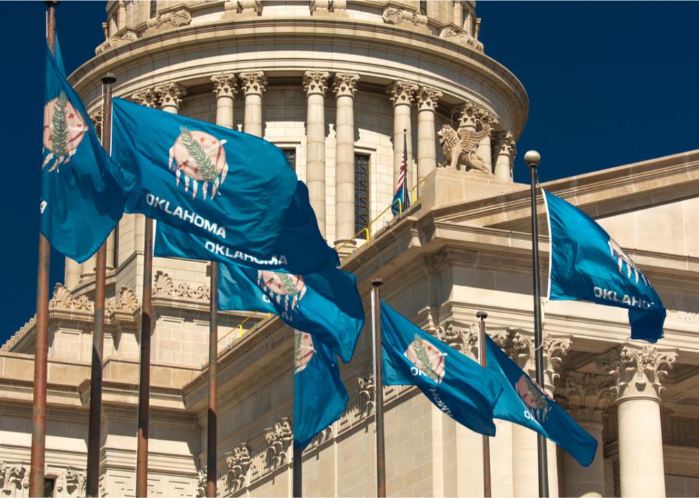 Flags at Oklahoma State Capitol building