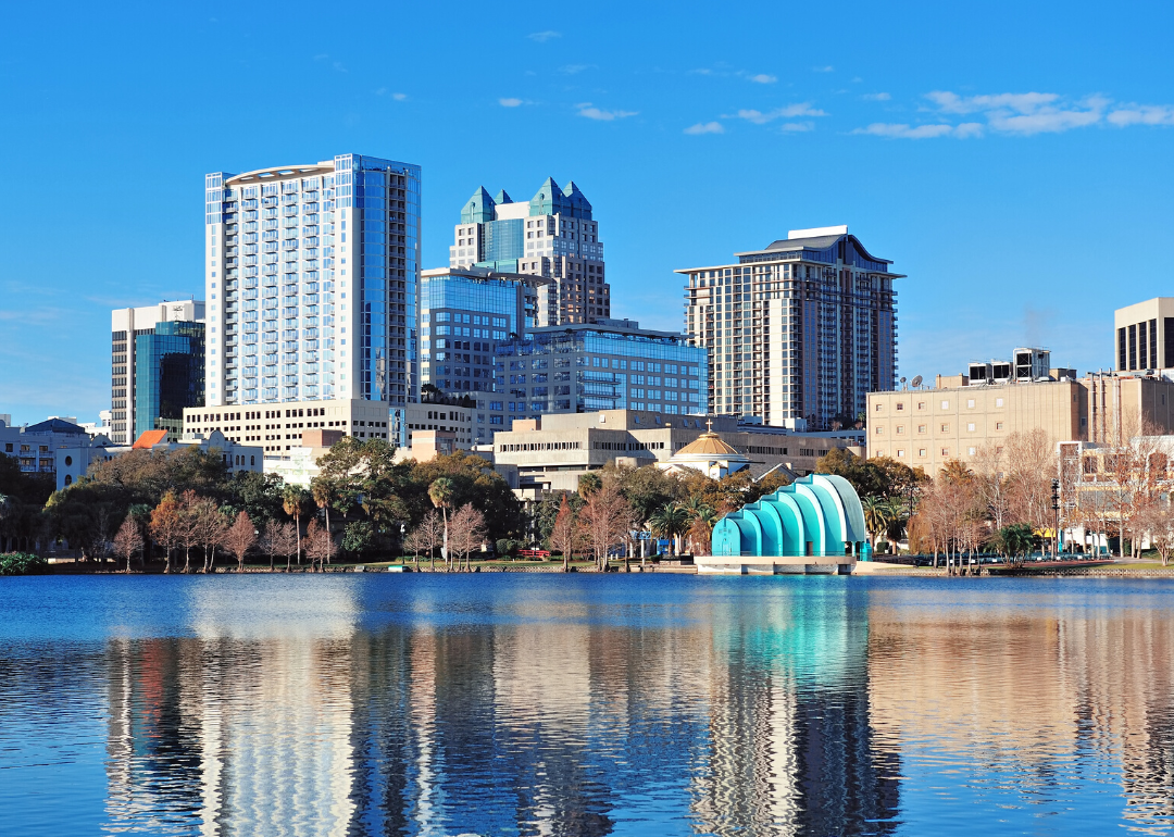 Skyline and lake.