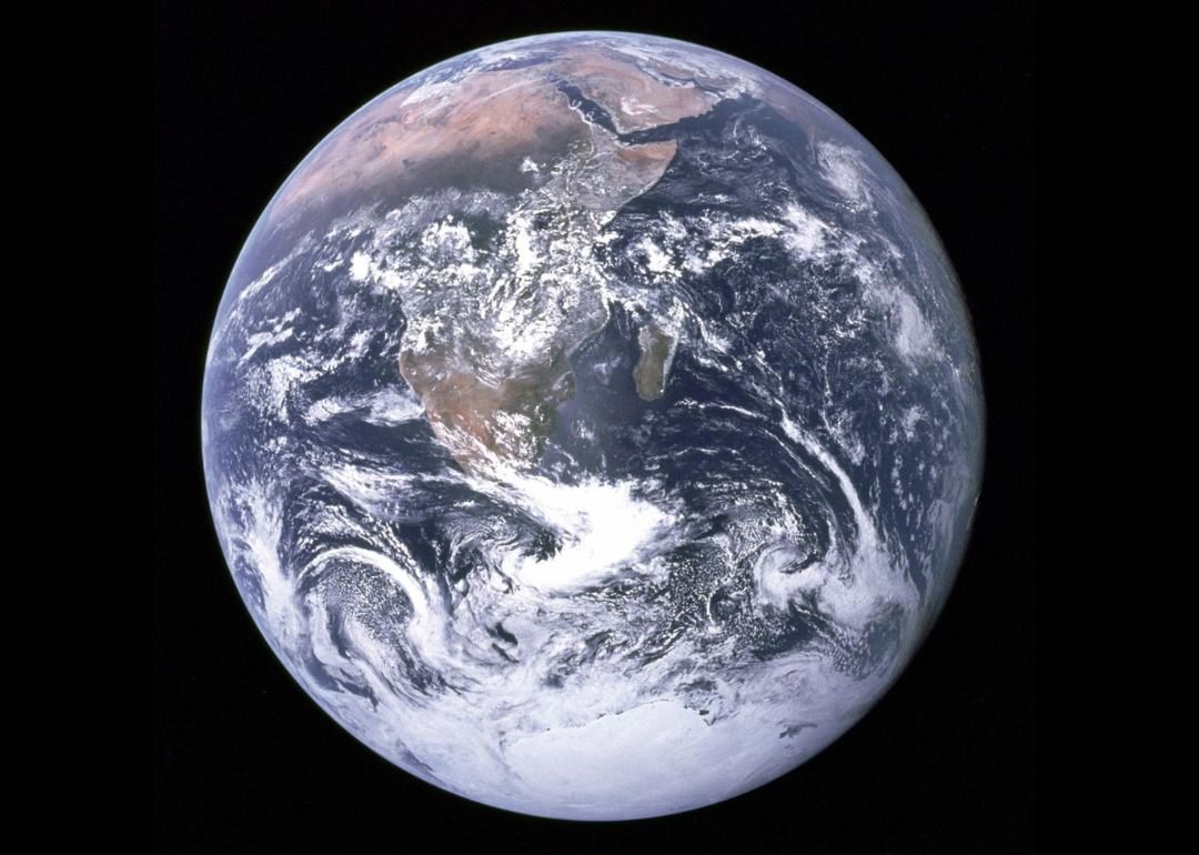 View of earth from space taken by Apollo 17 astronauts.