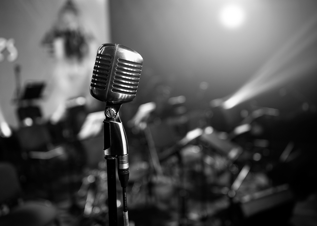 Vintage microphone on stage.