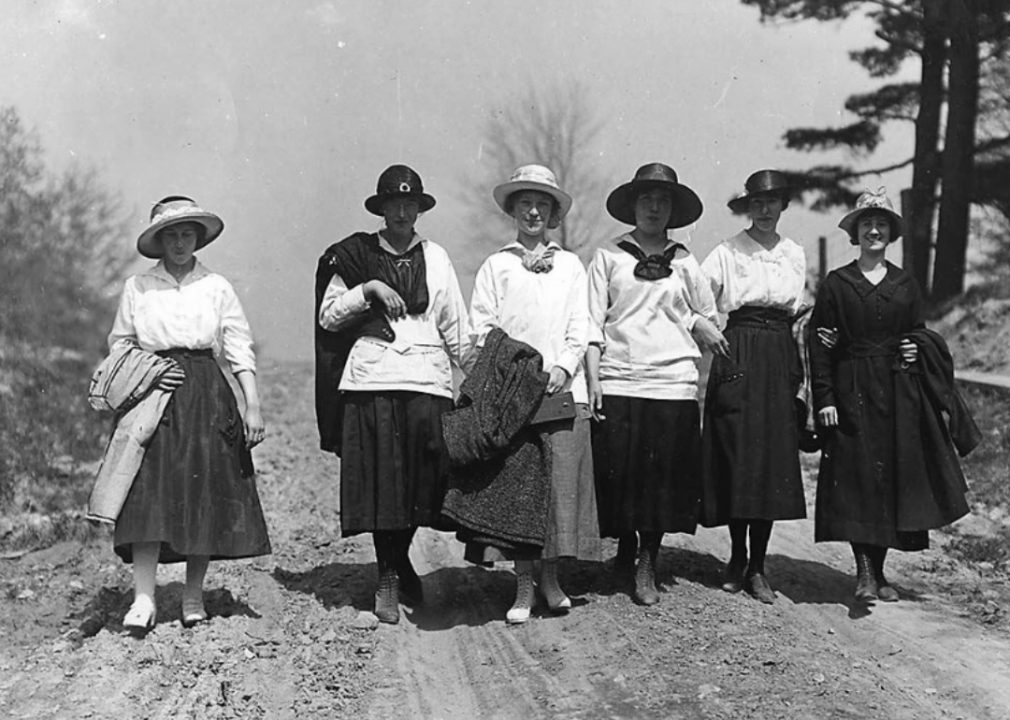 A group of women walking outside of Toronto in 1912