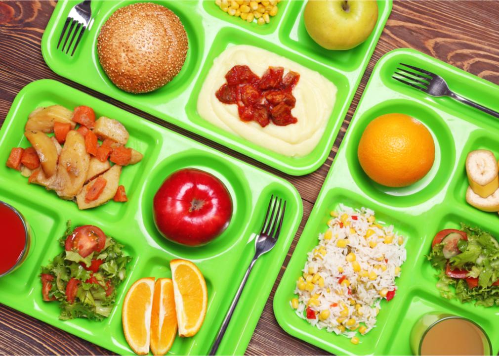 School lunch on tray