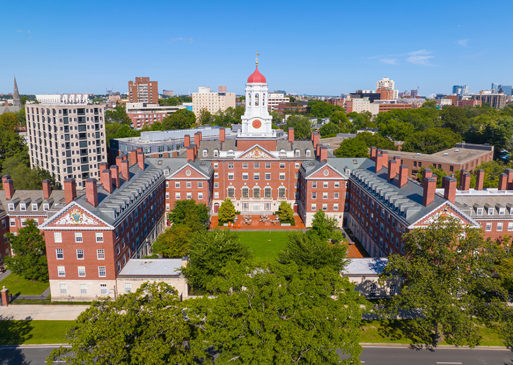 Aerial view of Henry Dunster House at Harvard University.
