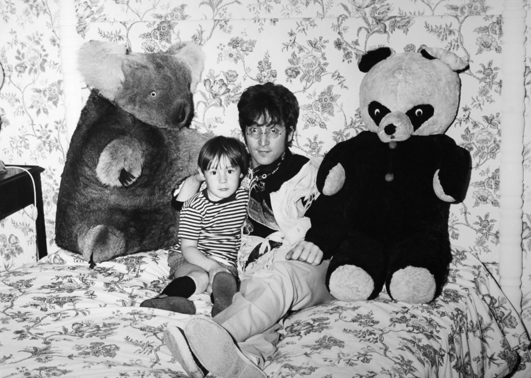 John and Julian Lennon relaxing at home.