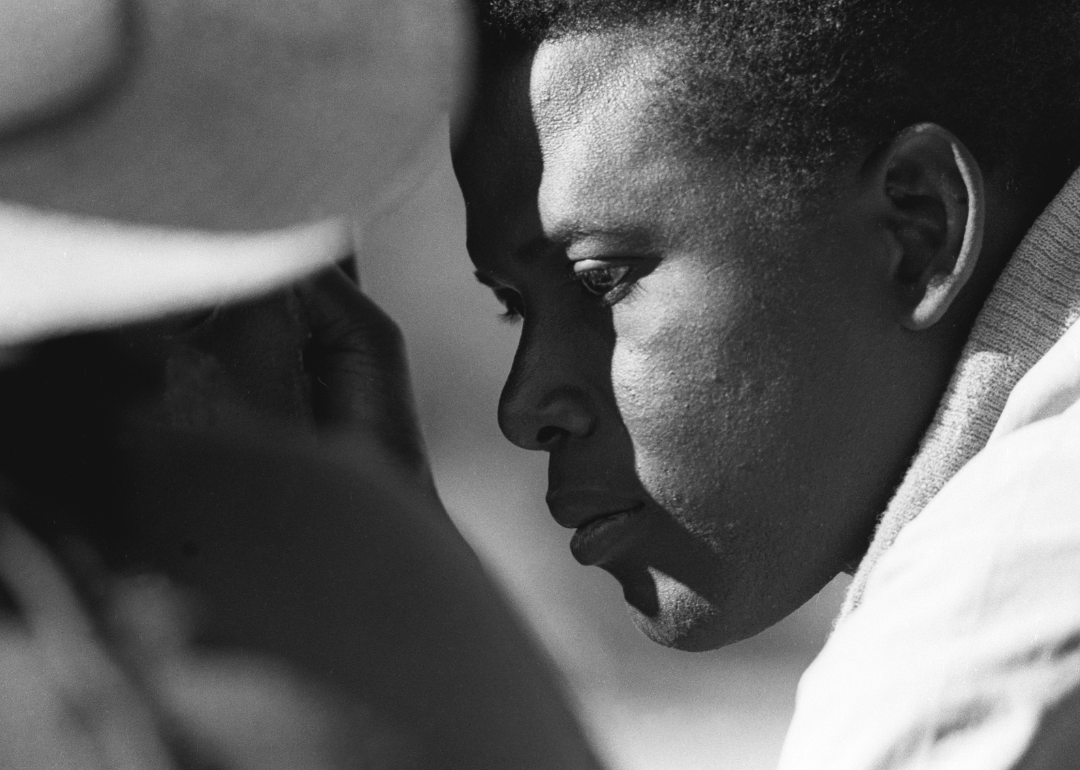 Sidney Poitier portrait on set.