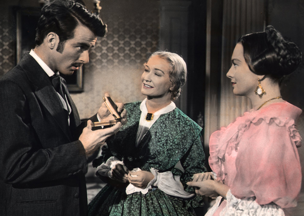 Montgomery Clift, Miriam Hopkins, and Olivia de Havilland in ‘The Heiress’.