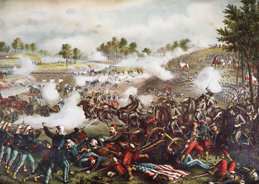 Chromolithograph depicting First Battle of Bull Run.