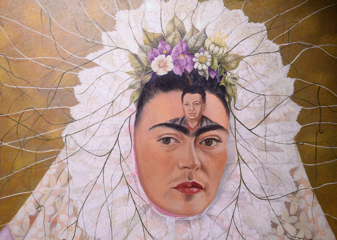 Close up of Frida Kahlo painting ‘Self-Portrait as Tehuana.’