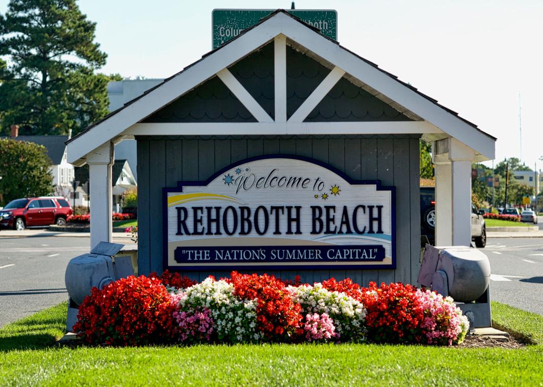 Welcome sign greets visitors to Rehoboth Beach, "The Nation's Summer Capital"