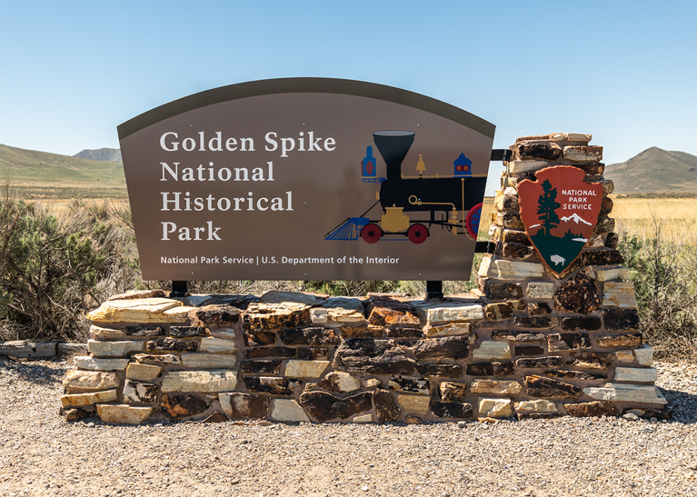 Golden Spike National Historical Park entrance sign.