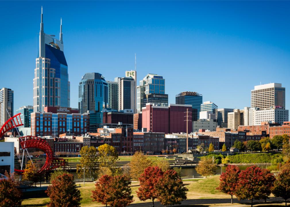Downtown Nashville in autumn.