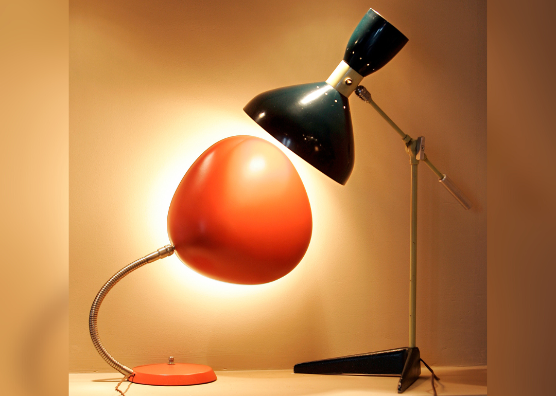 Orange Cobra lamp and green task lamp.