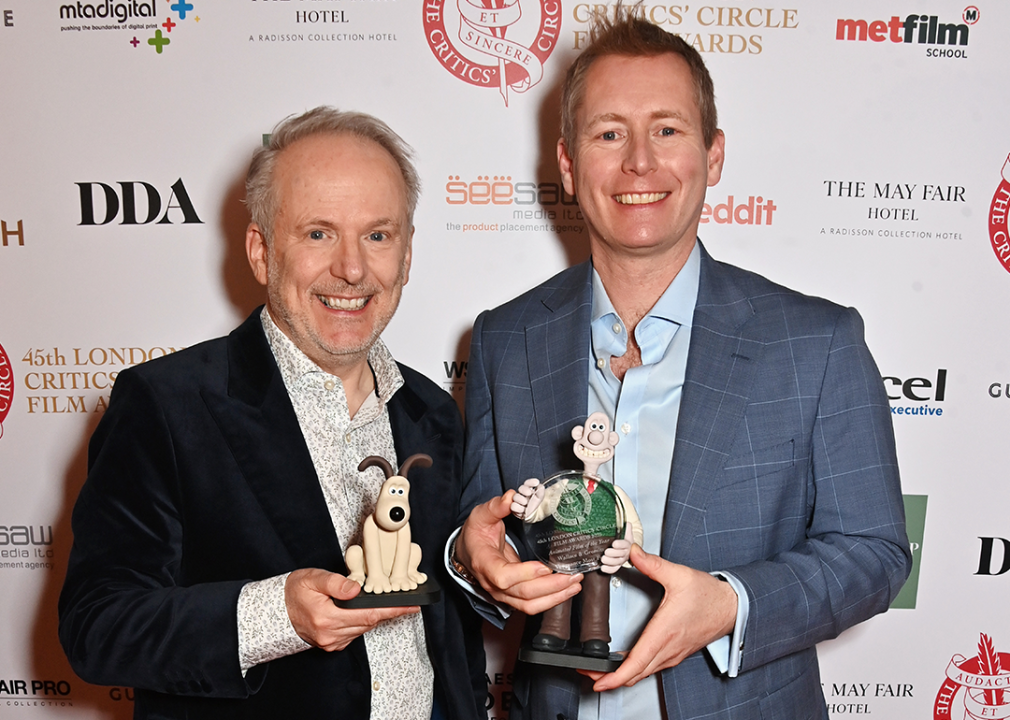 Nick Park and Merlin Crossingham at the London Critics’ Circle Film Awards.