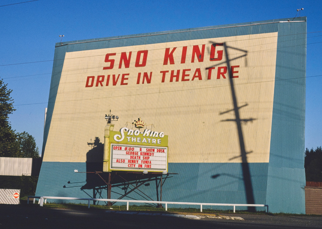 Vintage marquee and screen at Lynwood’s Sno King Drive-in.