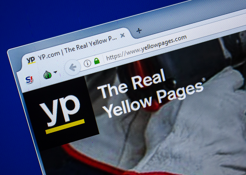 Homepage of yellowpages.com.
