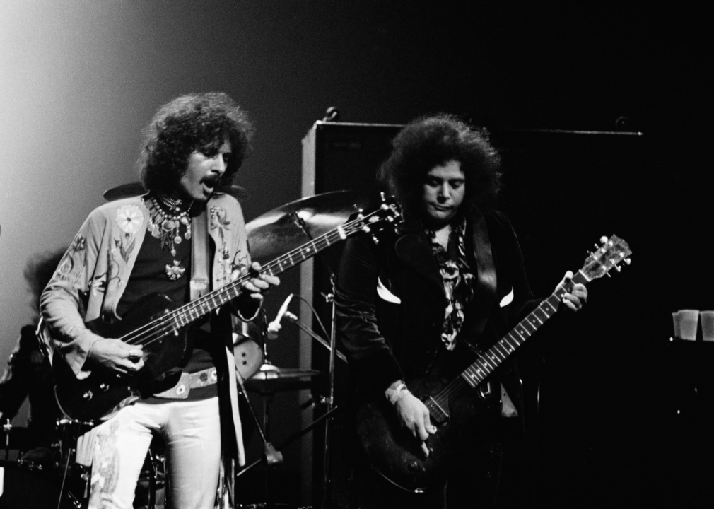 Felix Pappalardi and Leslie West of Mountain perform onstage