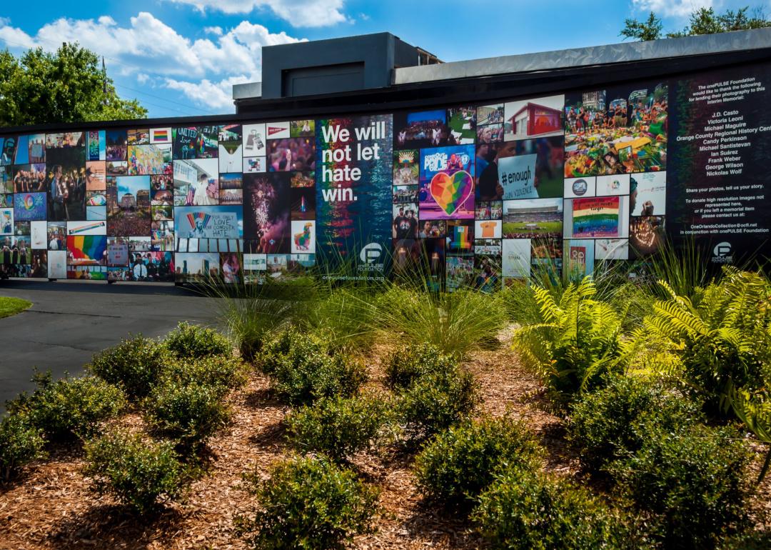 Pulse Nightclub Interim Memorial east wall photographs and tribute garden