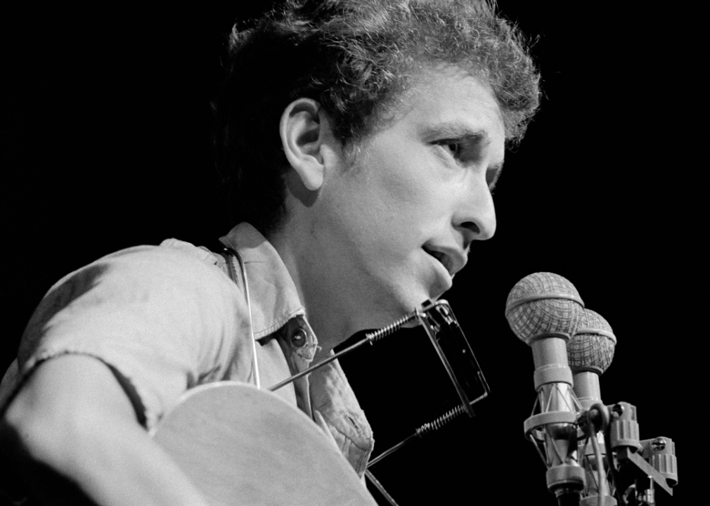 Bob Dylan at the Newport Folk Festival.