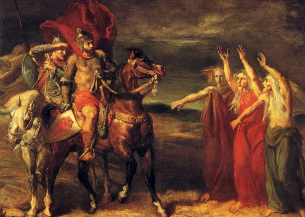 Painting of Macbeth and Banquo meeting the witches on the heath