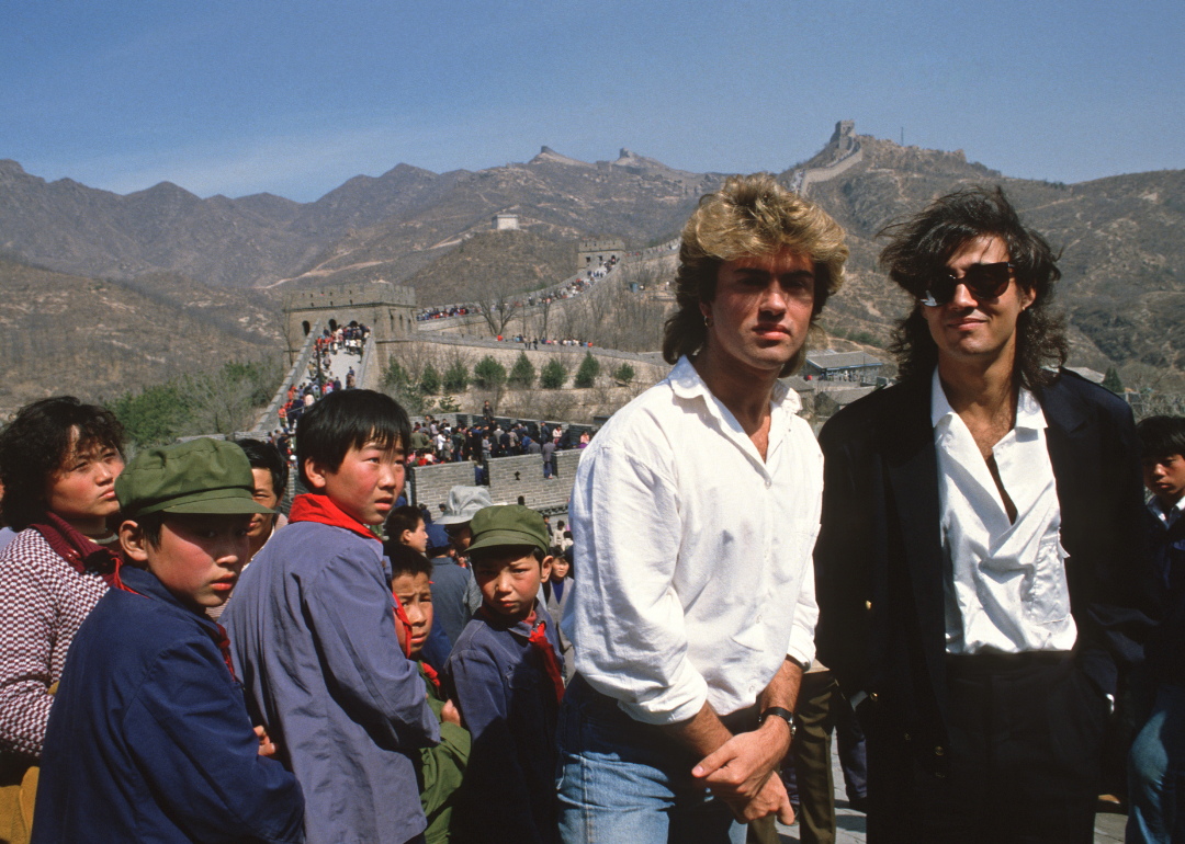 George Michael and Andrew Ridgeley at Great Wall of China.