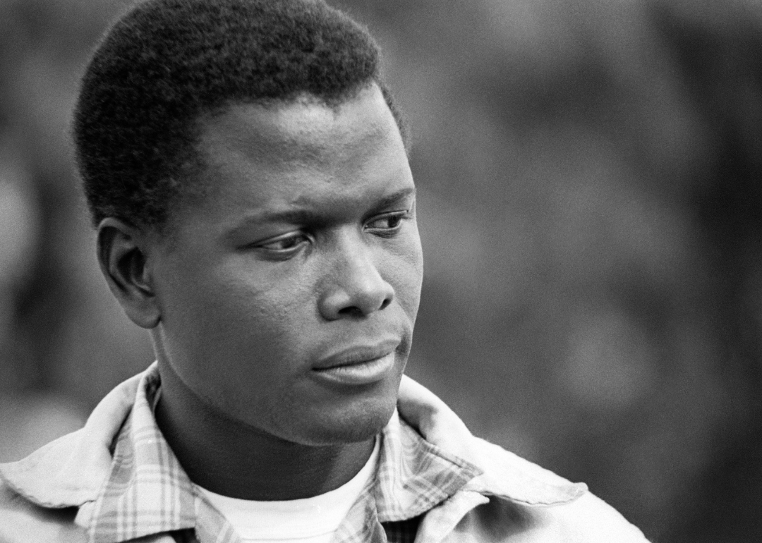 Sidney Poitier portrait on set.