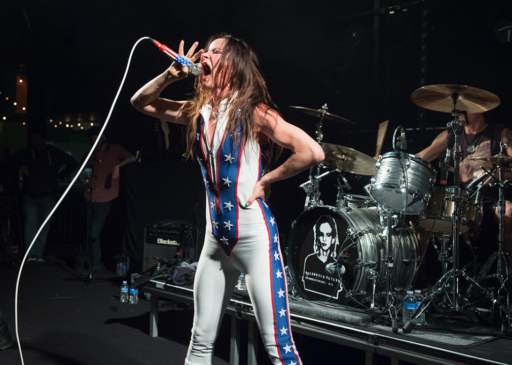 Juliette Lewis from Juliette and the Licks performs at Le Trabendo in Paris.
