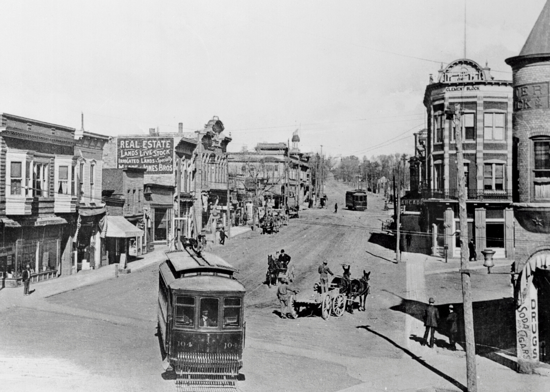 Vintage view of downtown Las Vegas in the 1910s.
