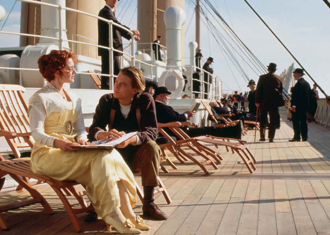 Leonardo DiCaprio and Kate Winslet in a scene from ‘Titanic’.
