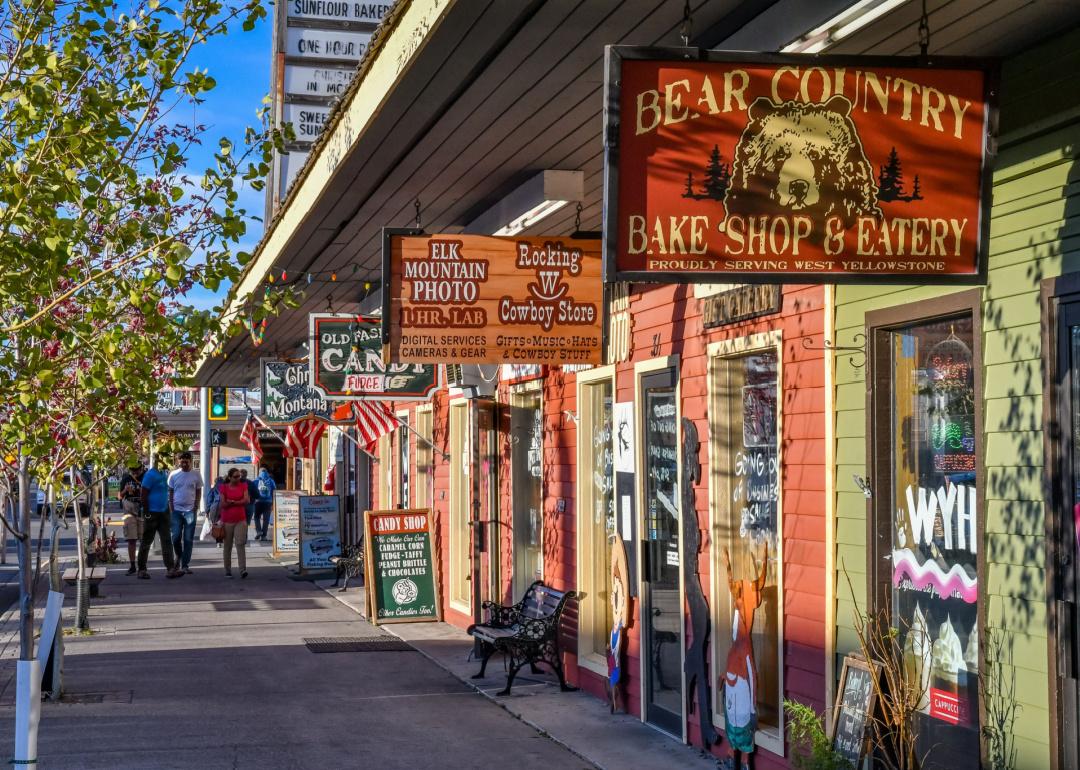 Shops along Canyon Street in West Yellowstone