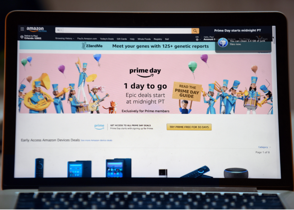 Laptop with amazon prime day on screen