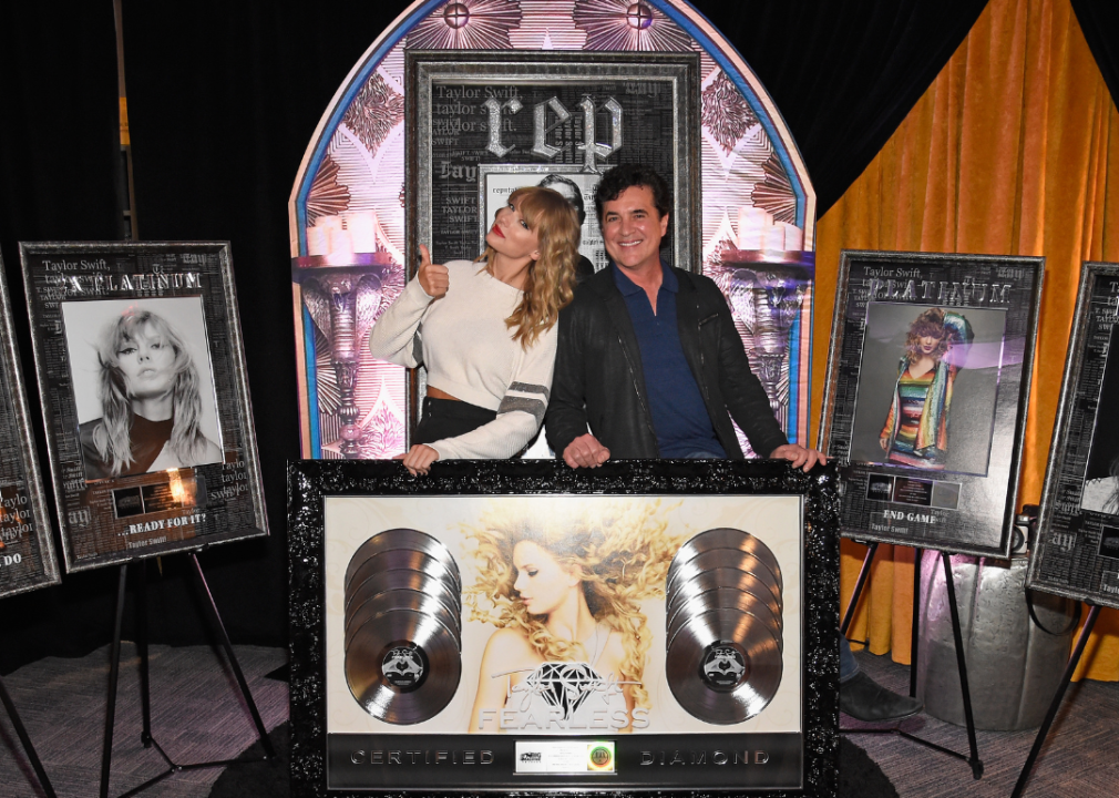 Taylor Swift and Scott Borchetta backstage during Reputation Stadium Tour