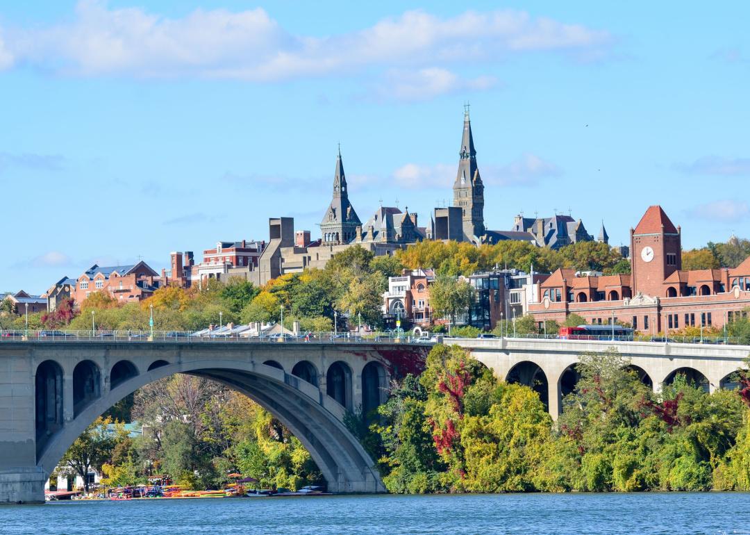 Georgetown and Key bridge in Washington DC