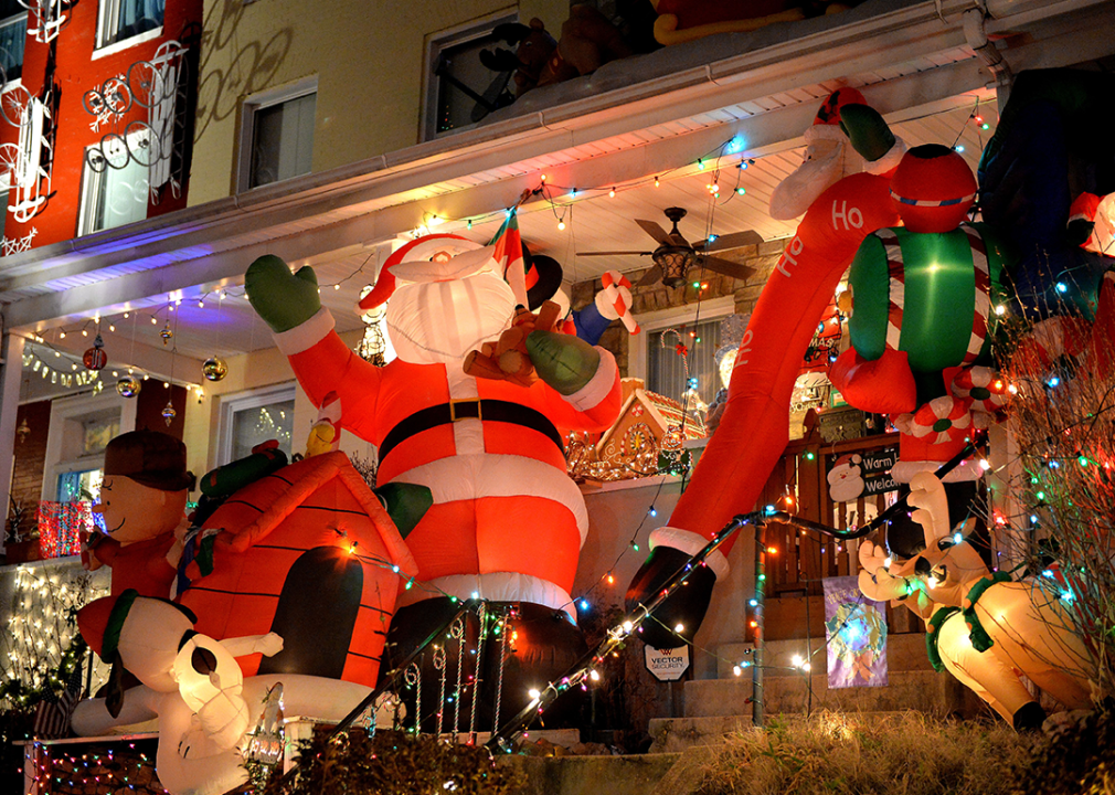 Christmas decorations are seen on the 700 block of 34th Street.