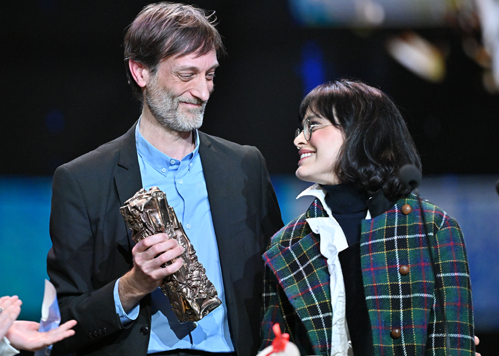 Sébastien Laudenbach and Chiara Malta accept the 'Best Animation Feature' Cesar Award.