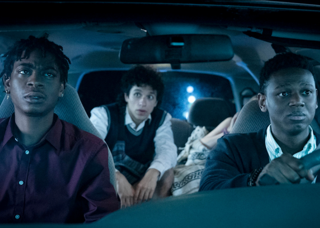 Donald Elise Watkins, RJ Cyler, and Sebastian Chacon in ‘Emergency.'