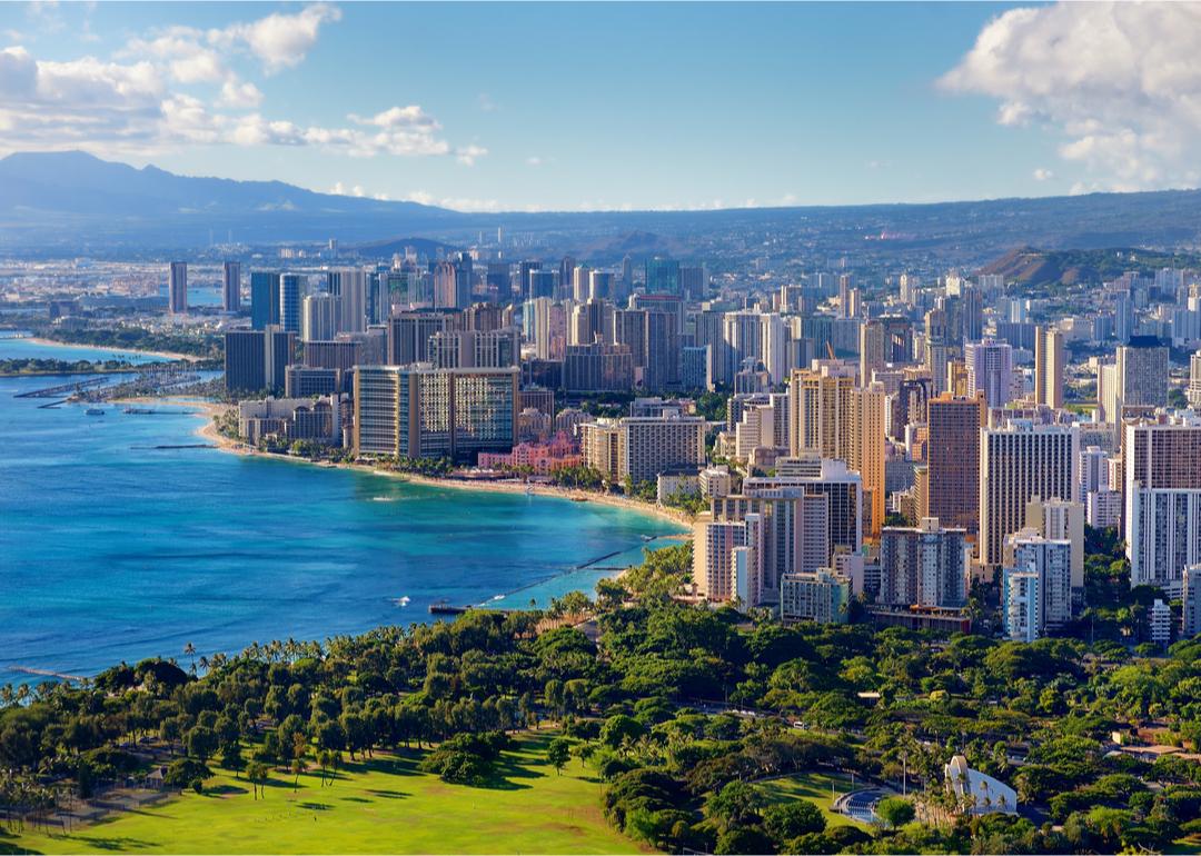 Honolulu waterfront and cityscape.