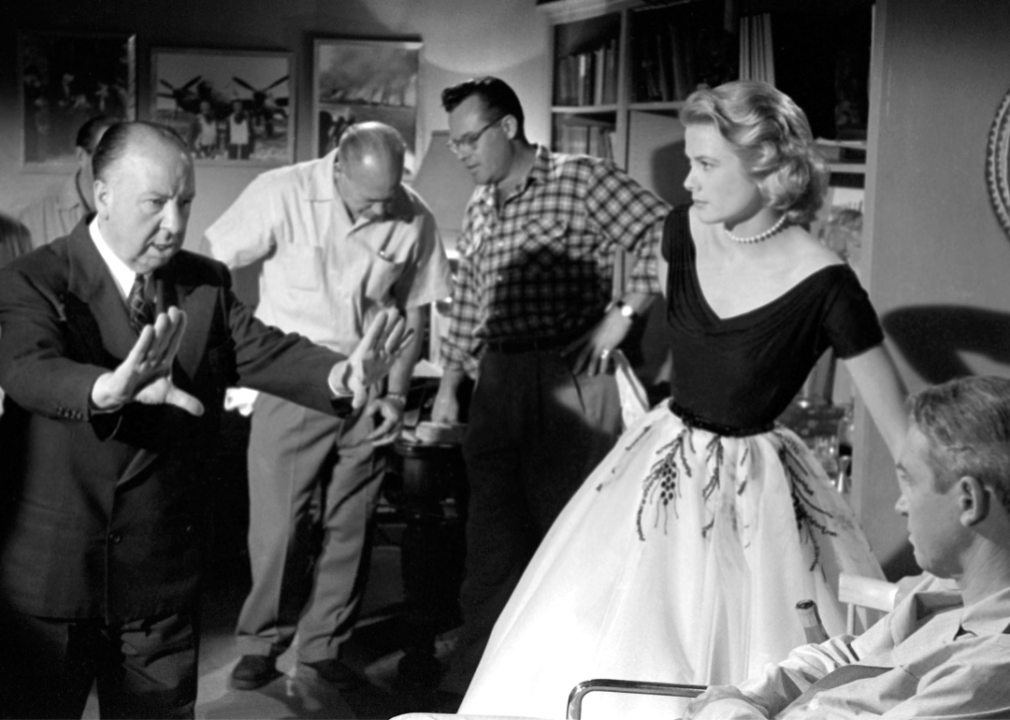 Alfred Hitchcock and Grace Kelly on the set of ‘Rear Window’.