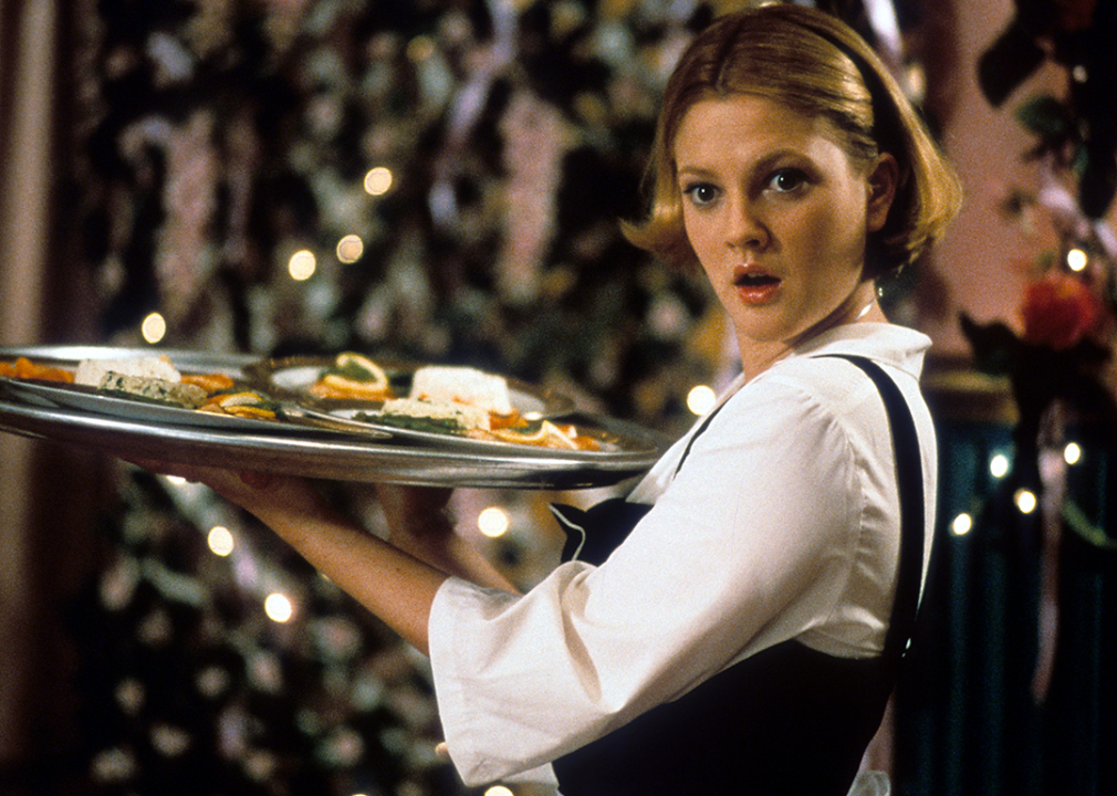 Drew Barrymore waits tables in a scene from the film 