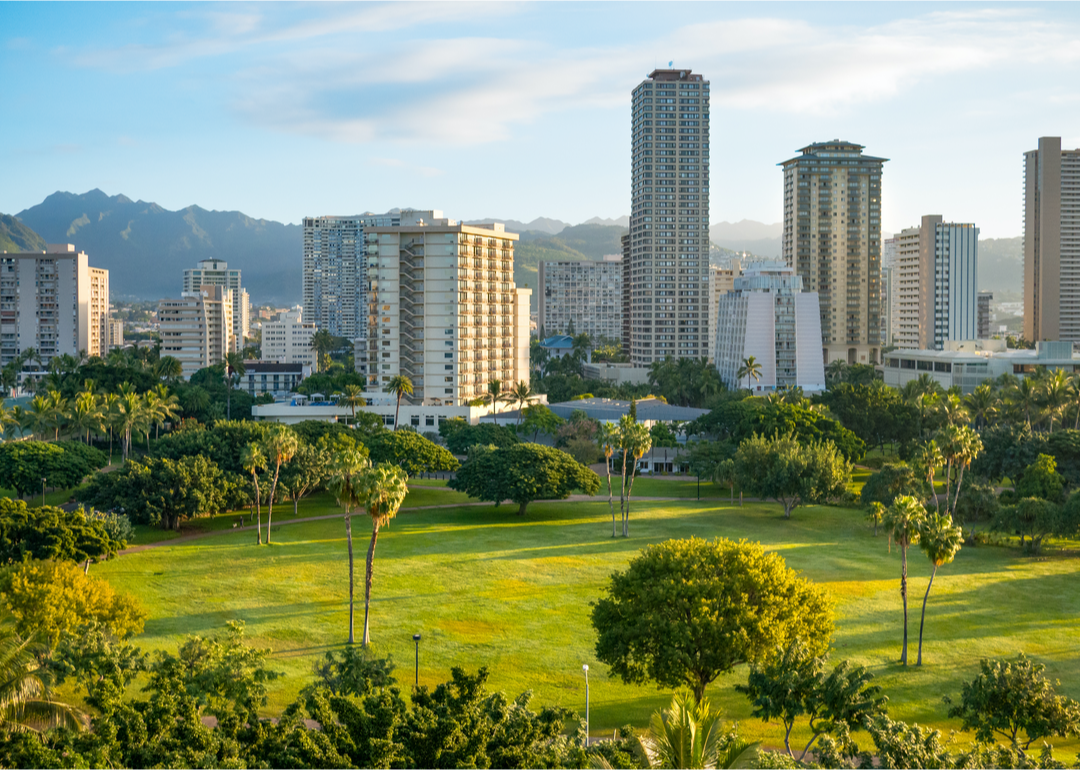 Elevated view of downtown Honolulu Hawaii