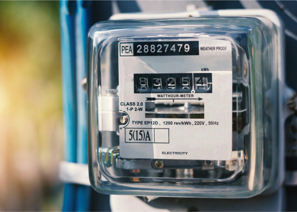 Photo shows a close-up shot of an exterior gas meter